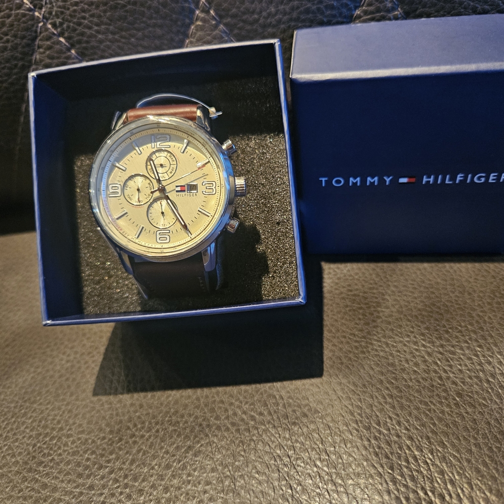 Tommy Hilfiger Silver and Brown Watch